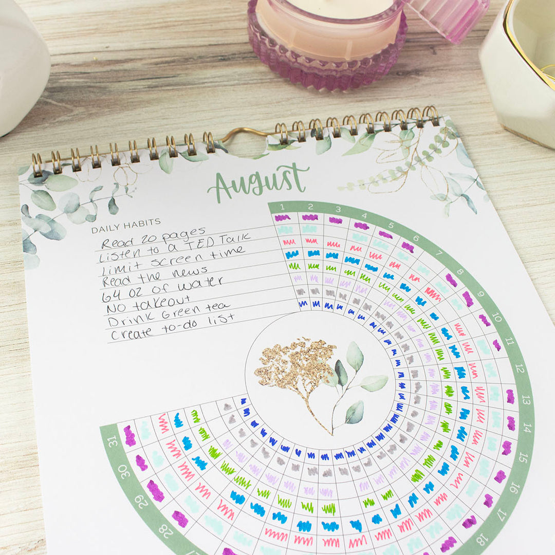 Habit Tracking Calendar, 8” x 10”, Greenery