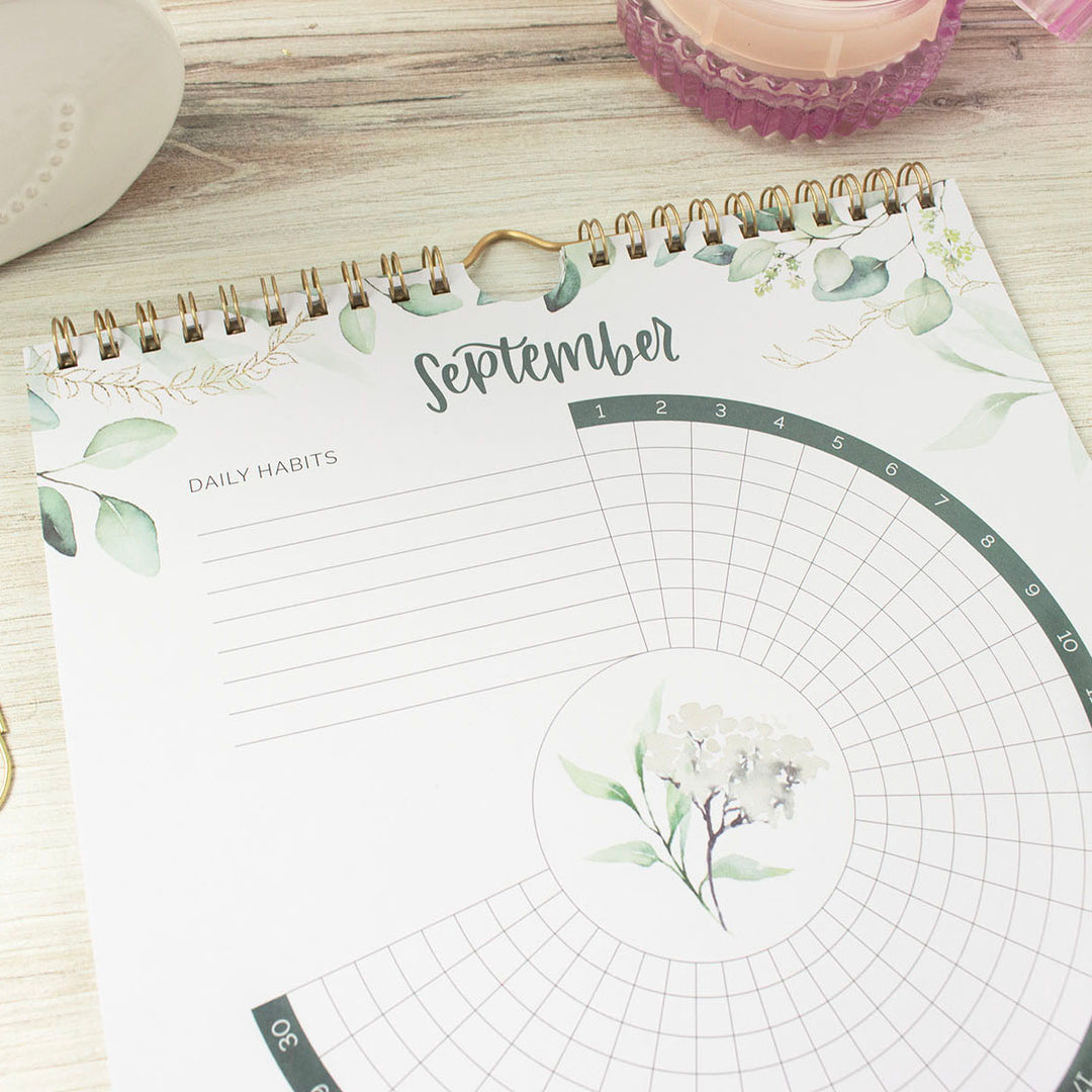 Habit Tracking Calendar, 8” x 10”, Greenery