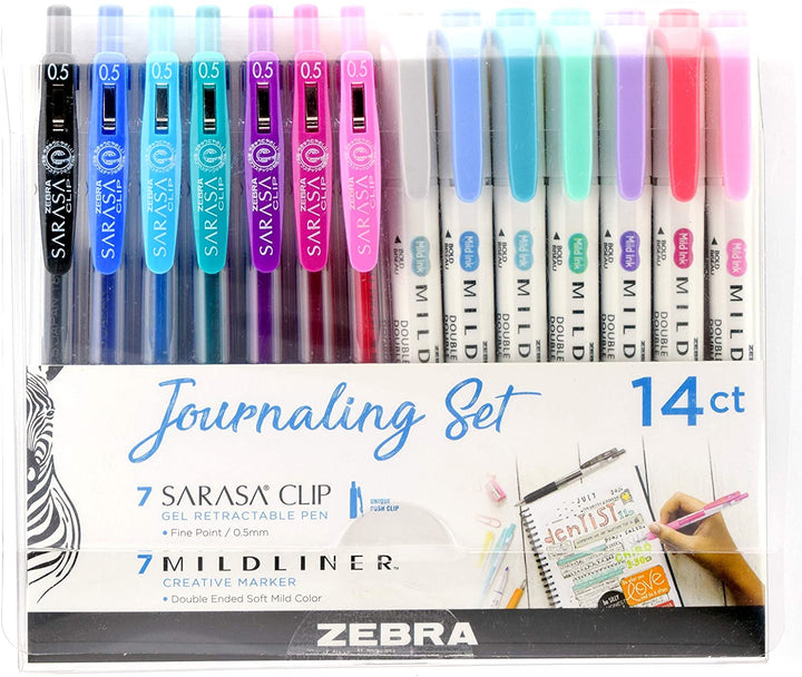 Zebra Mildliner & Gel Ink Pen Set, Assorted Colors, 14 Pack