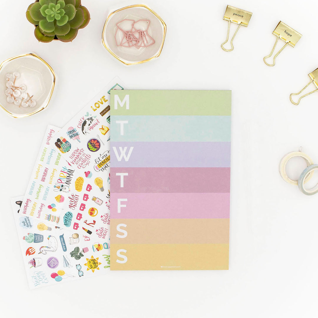 Planning Pad, 6" x 9", Color Blocked Weekly Planner, Rainbow Sorbet