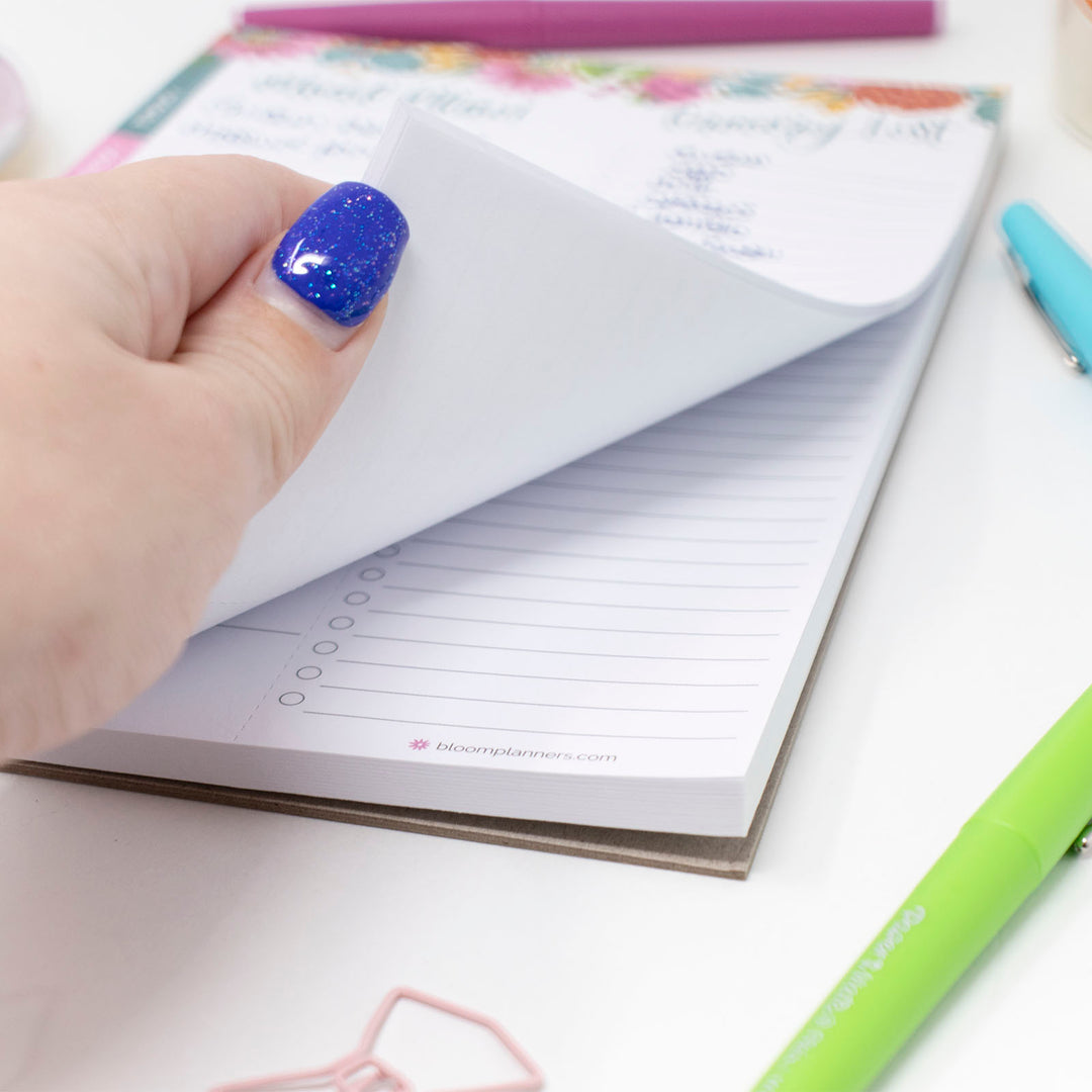 Planning Pad, 6" x 9", Meal Planning Pad with Magnets, Pink Floral