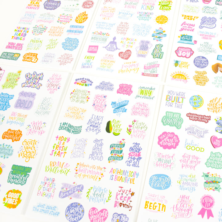 Planner Stickers, Inspirational Quote Pack