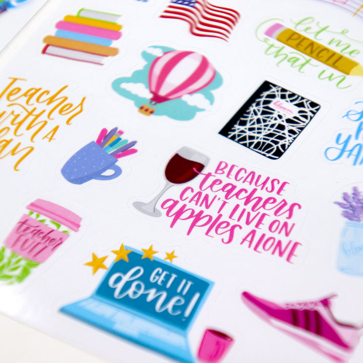 Planner Stickers, Teacher Pack, Bright