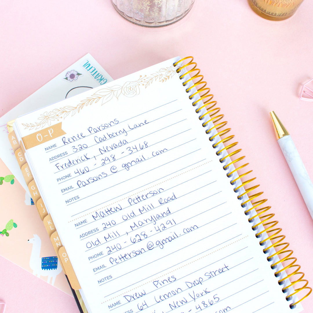 Contact Book, Gold Embroidery