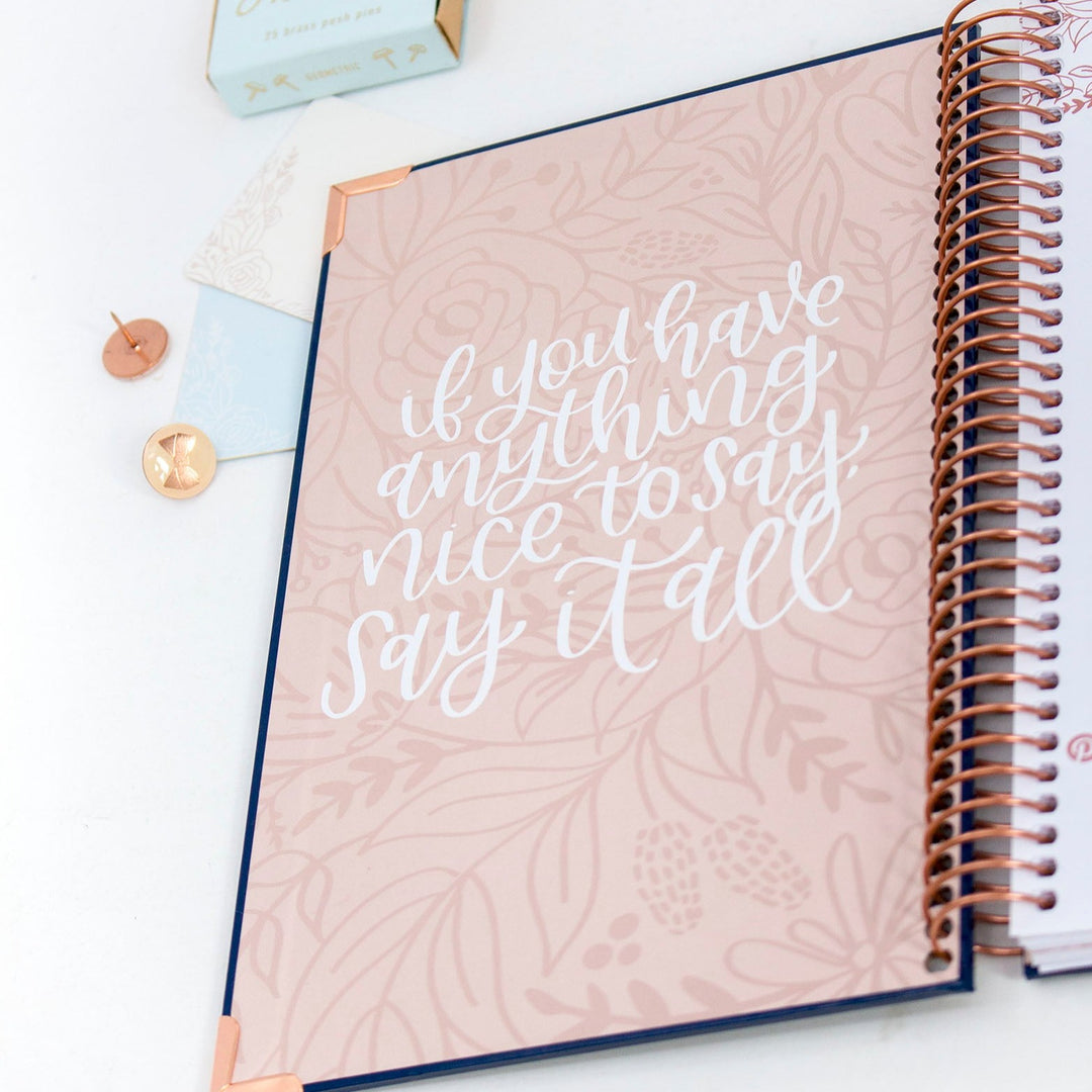 Contact Book, Navy Embroidery