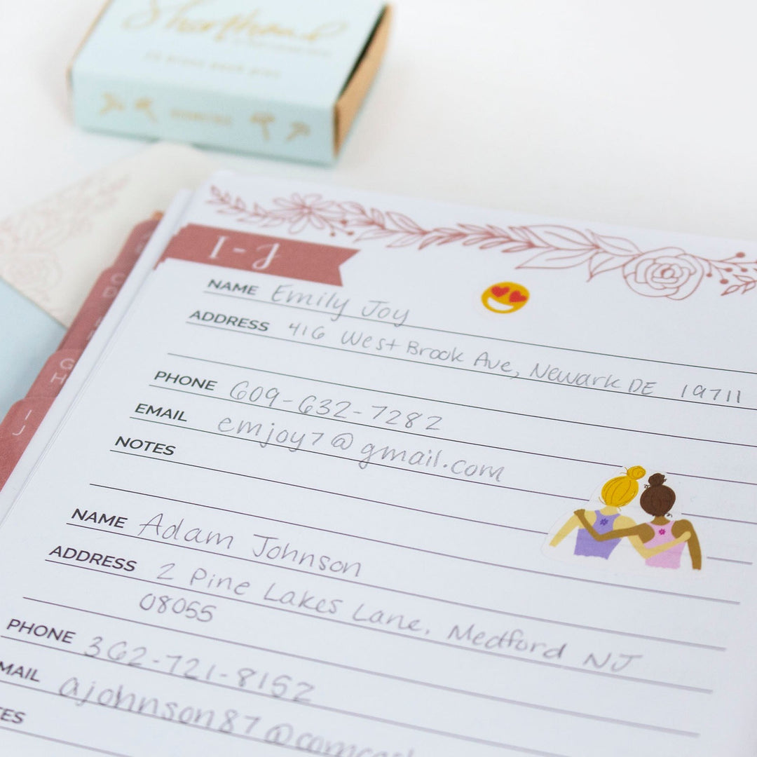 Contact Book, Navy Embroidery