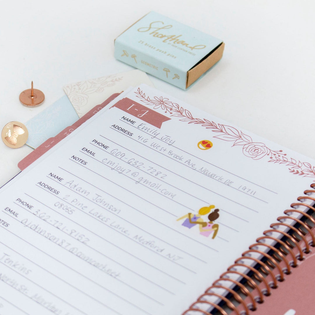 Contact Book, Navy Embroidery