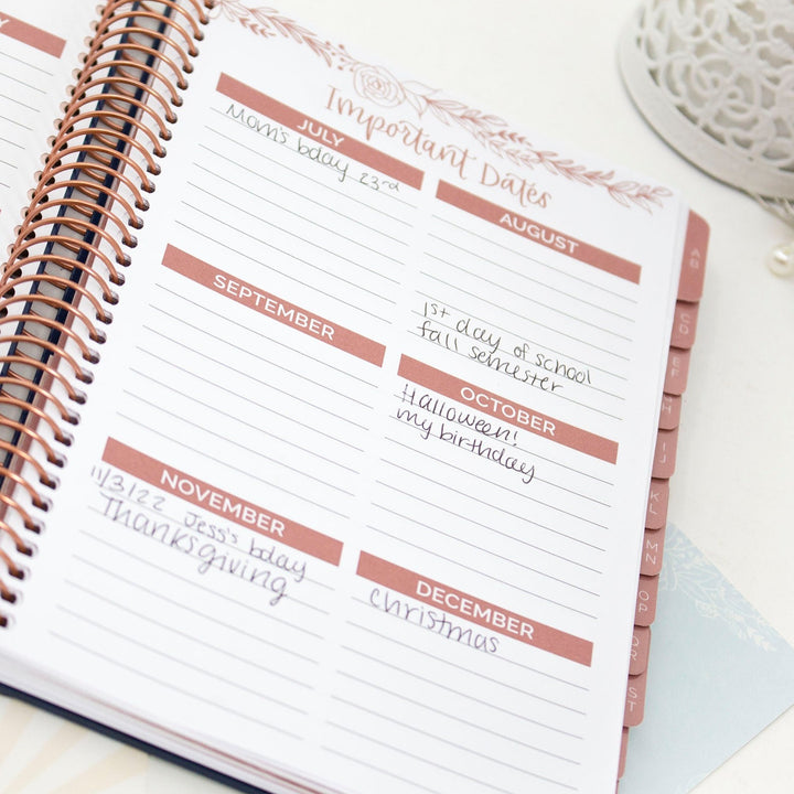 Contact Book, Navy Embroidery