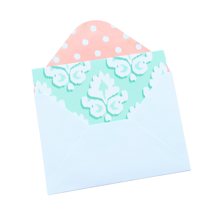Card Set, Blank Mint Damask