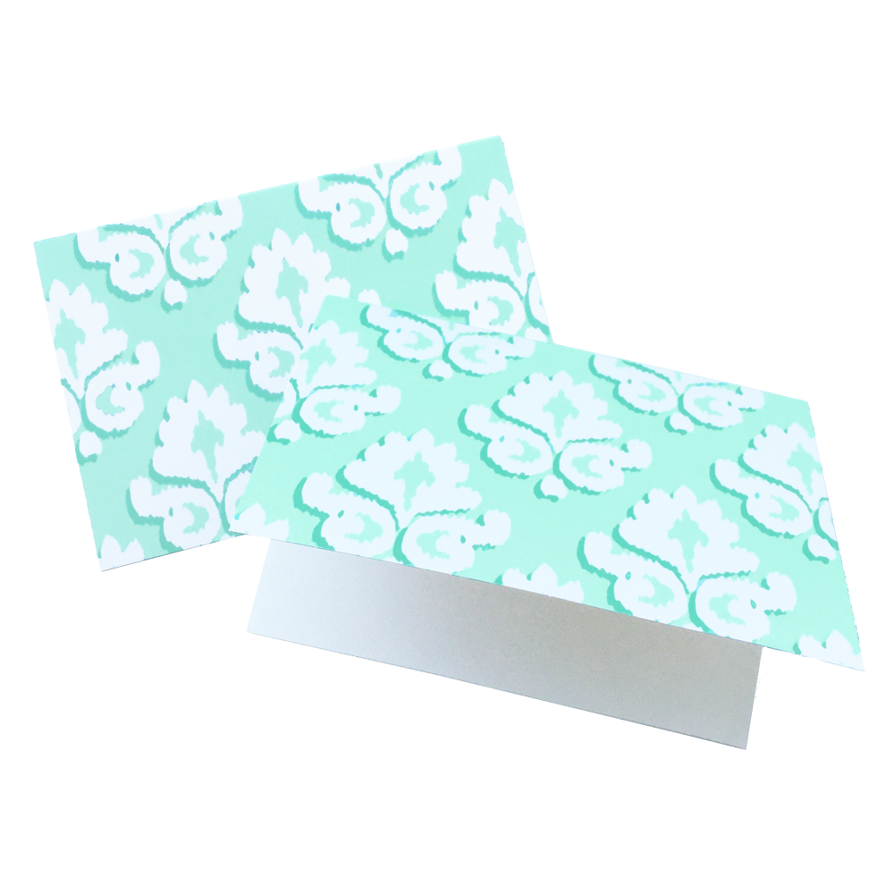 Card Set, Blank Mint Damask