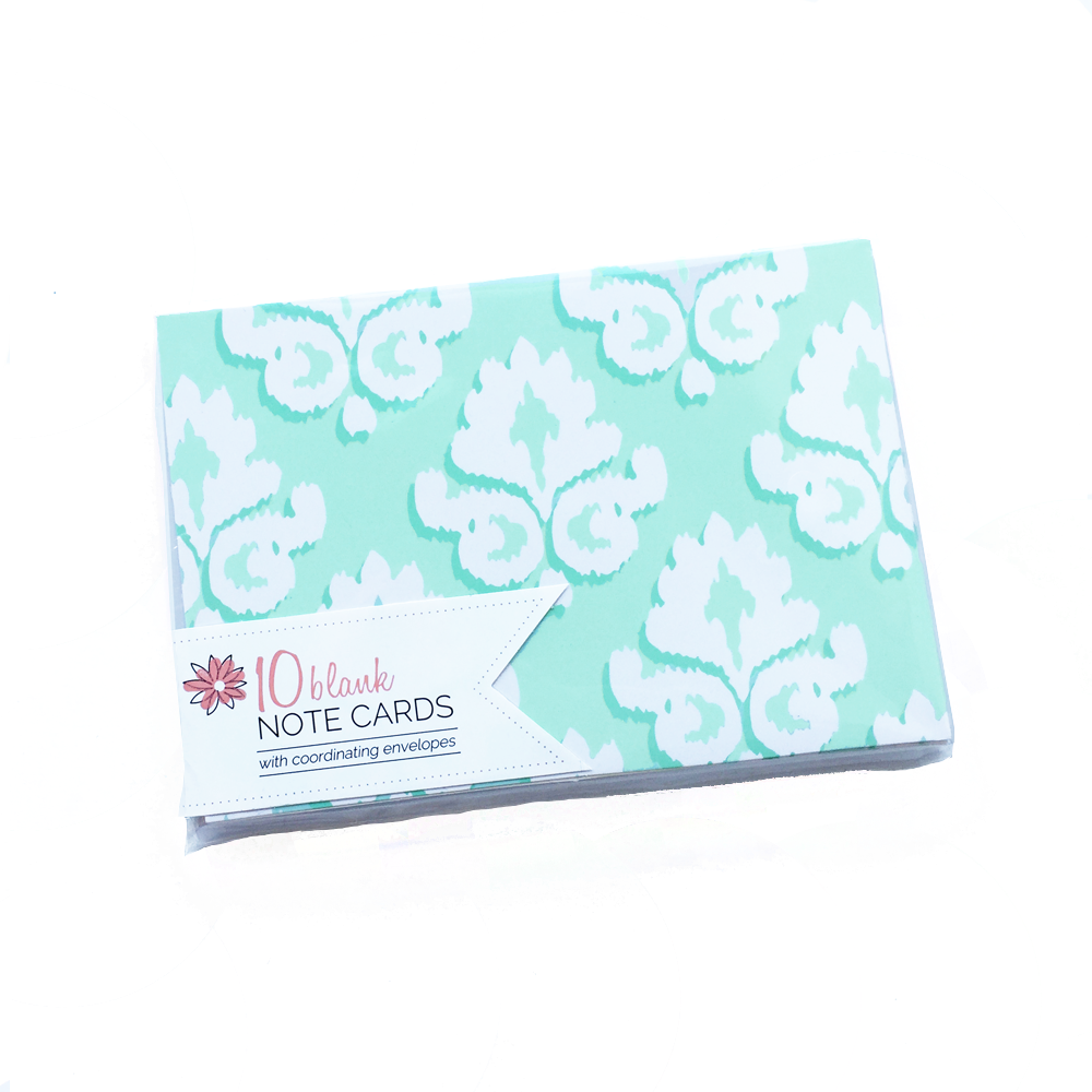 Card Set, Blank Mint Damask