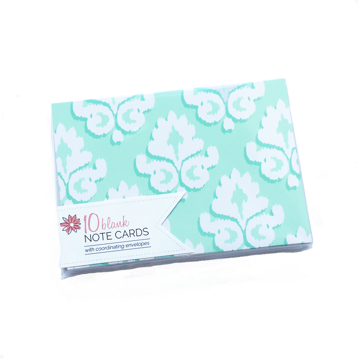 Card Set, Blank Mint Damask