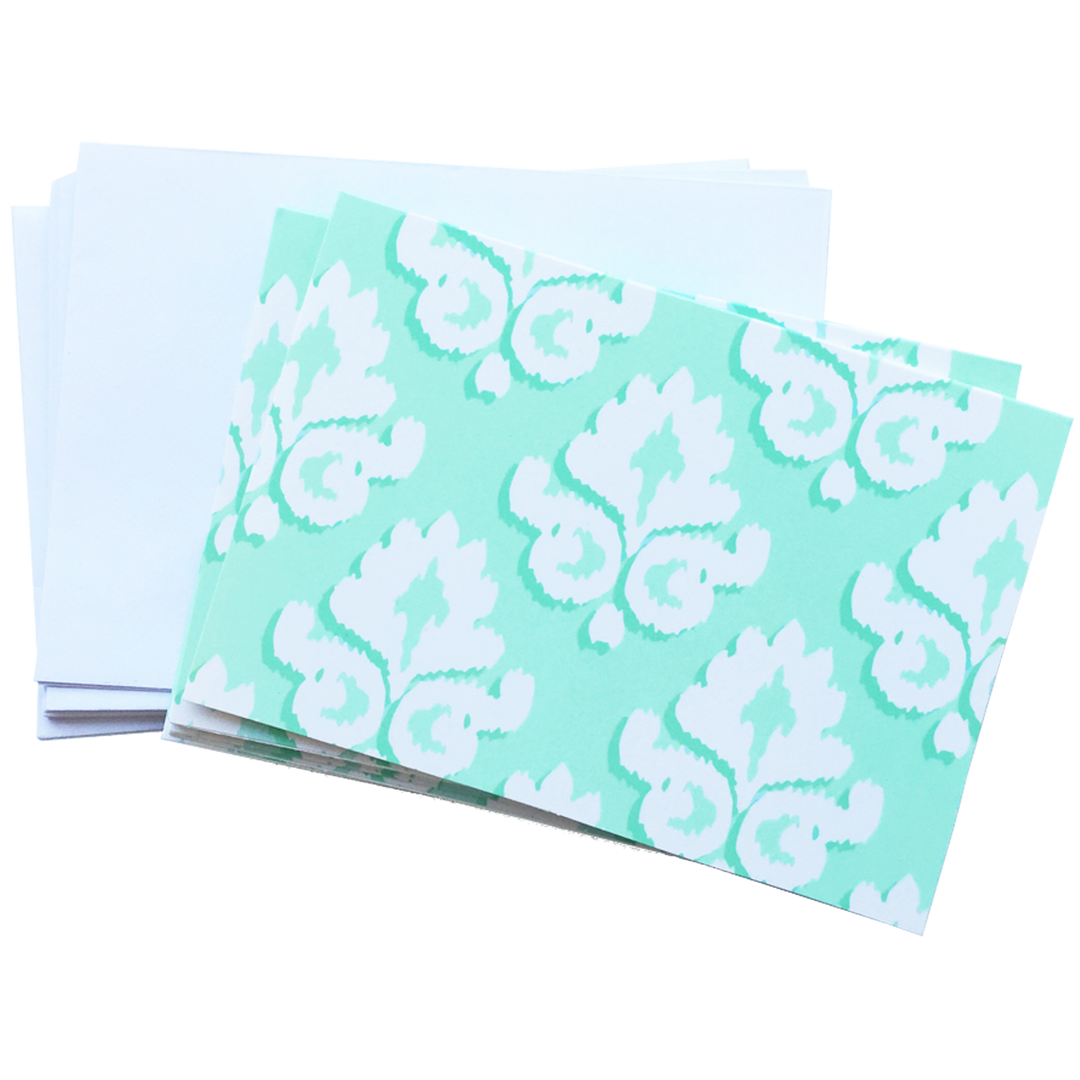 Card Set, Blank Mint Damask