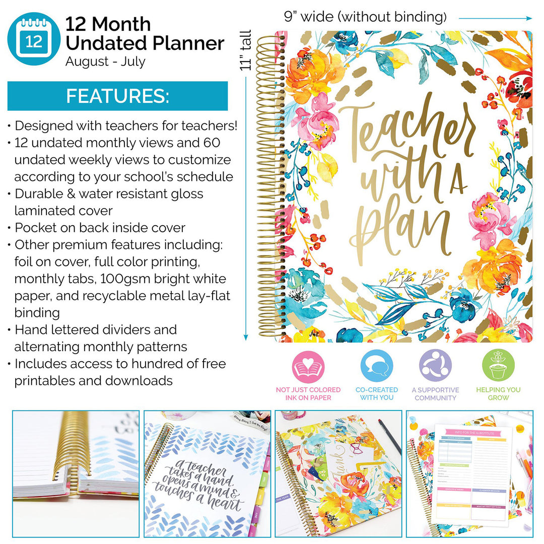 Undated Teacher Planner & Calendar, Teacher With a Plan