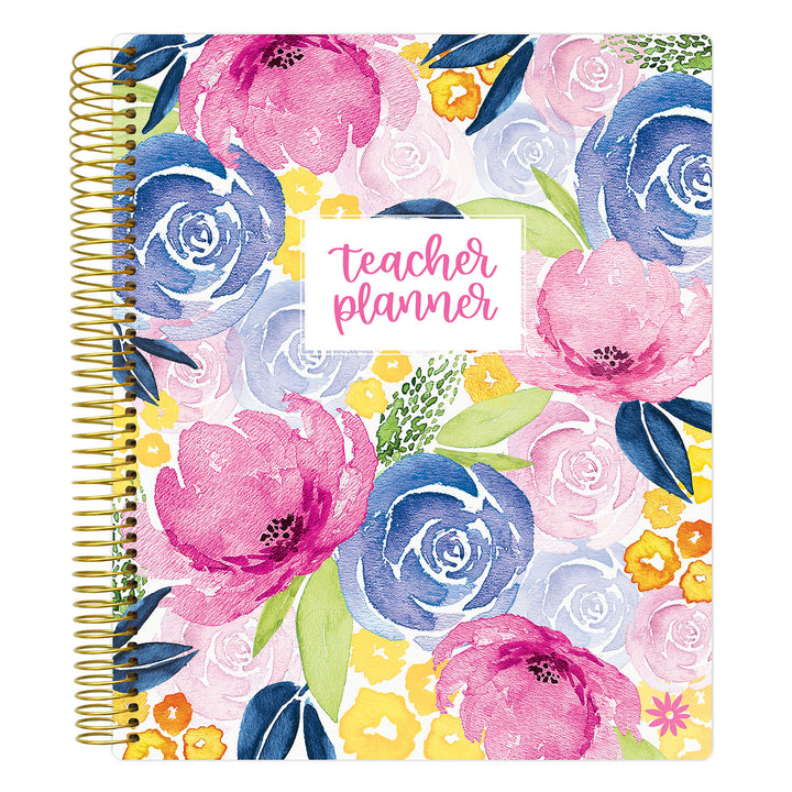 Undated Teacher Planner & Calendar, Watercolor Floral