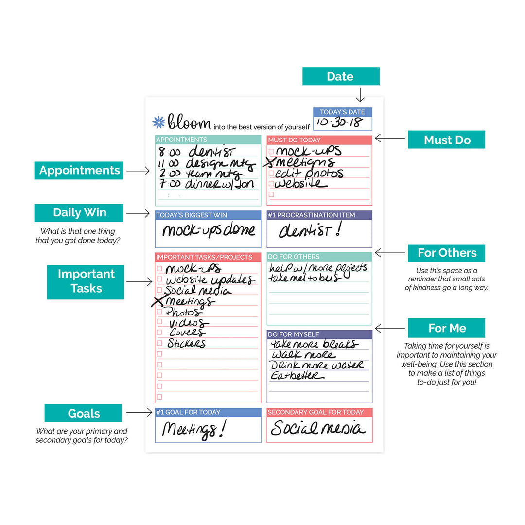 Planning Pad, 6" x 9", Double Sided Planning Pad, Teal