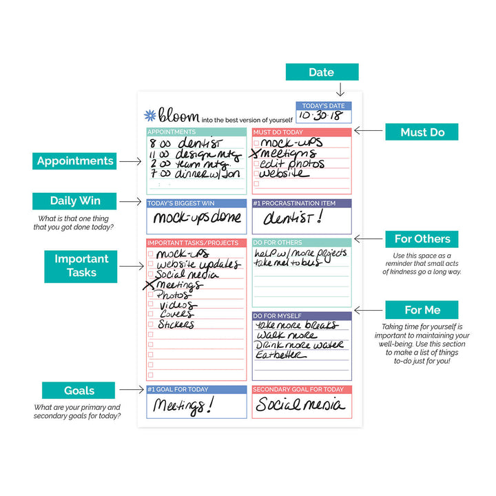 Planning Pad, 6" x 9", Double Sided Planning Pad, Teal