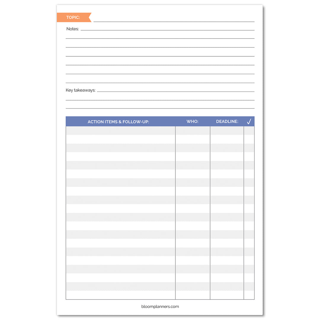 Planning Pad, 6" x 9", Double Sided Meeting Notes, Neutral