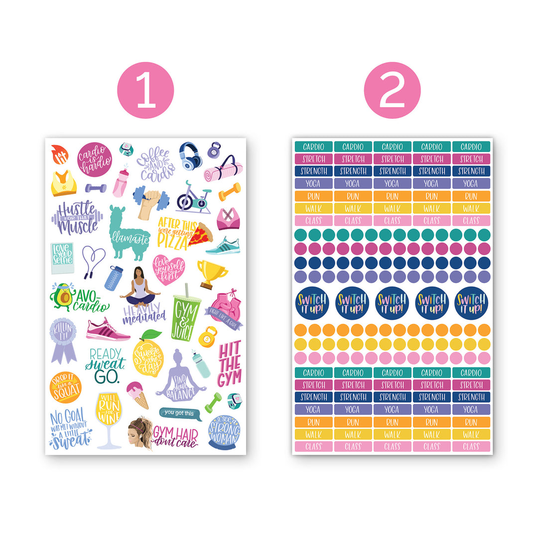 Planner Stickers, Fitness & Healthy Living Pack