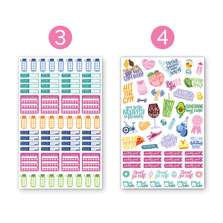 Planner Stickers, Fitness & Healthy Living Pack