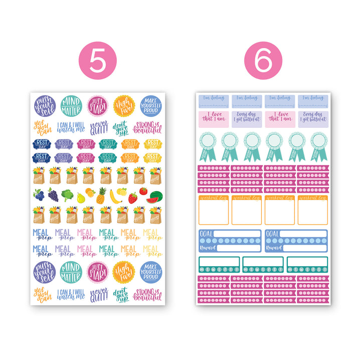 Planner Stickers, Fitness & Healthy Living Pack