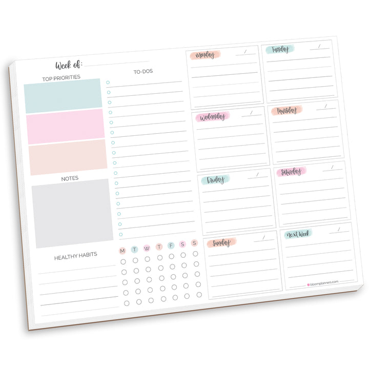 Planning Pad, 8.5" x 11", Weekly To-Do List & Planner, Pastel