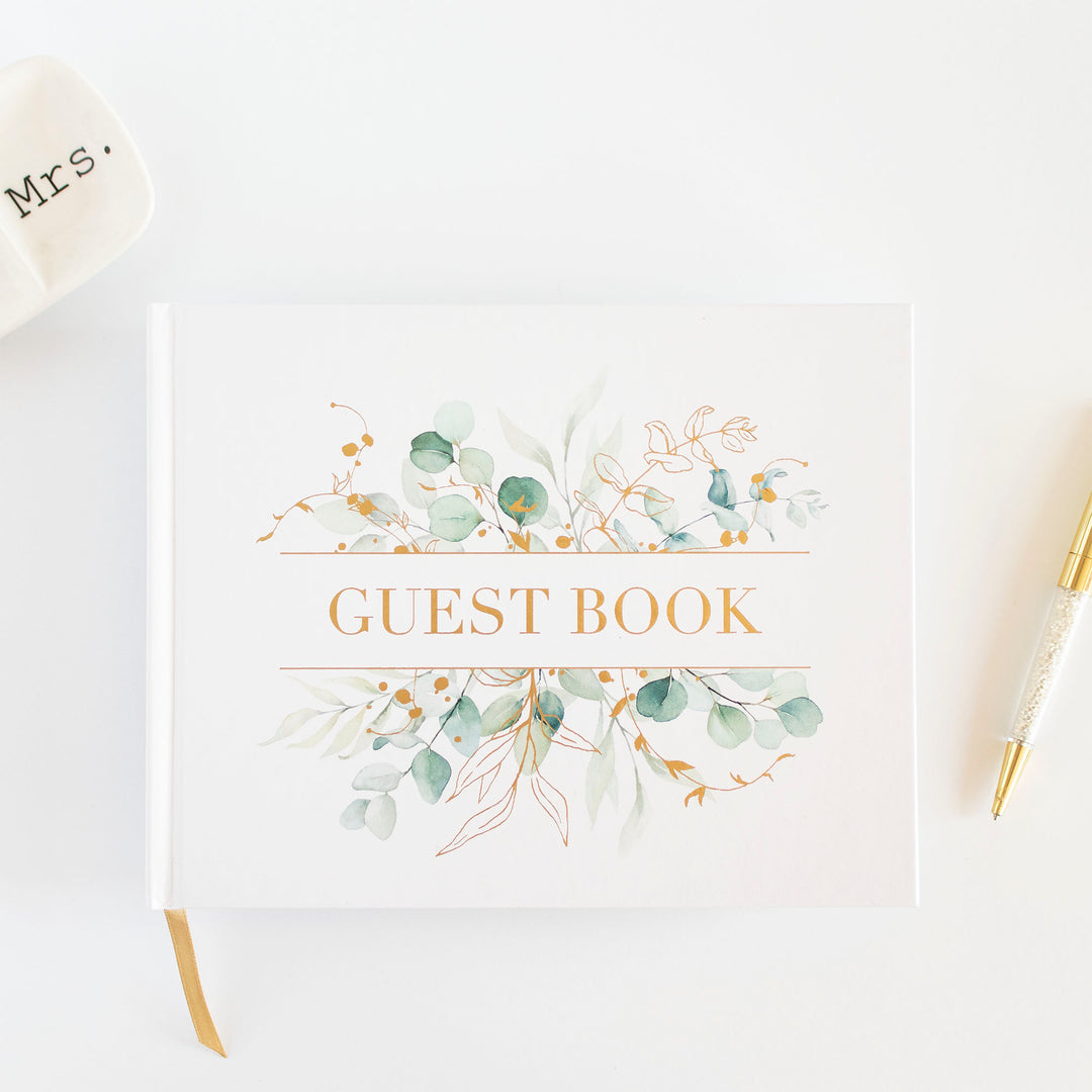 Guest Book, Boho Greenery