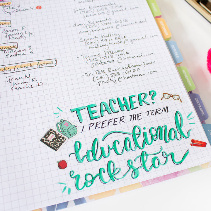 Undated Teacher Planner & Calendar, Watercolor Floral