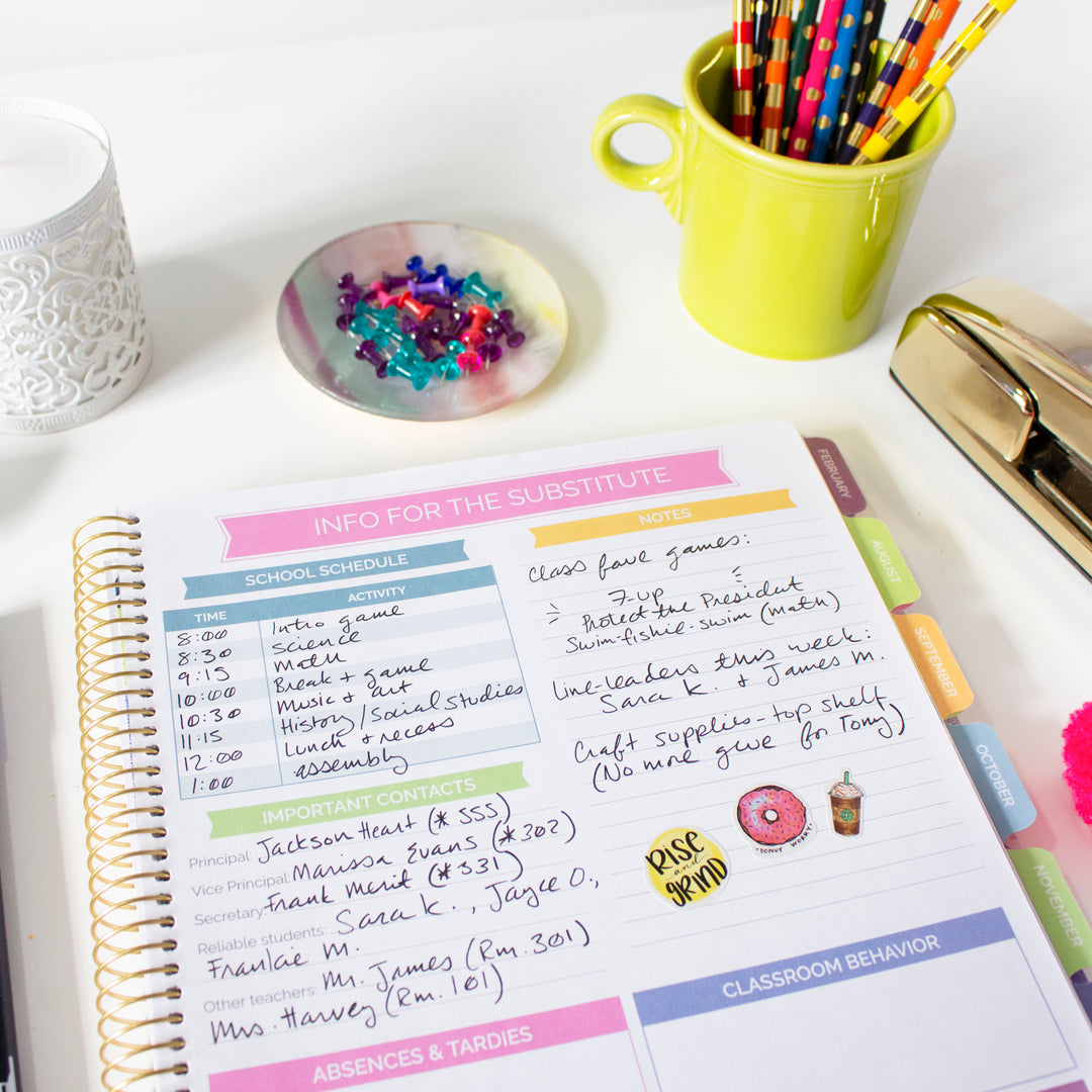 Undated Teacher Planner & Calendar, Watercolor Floral