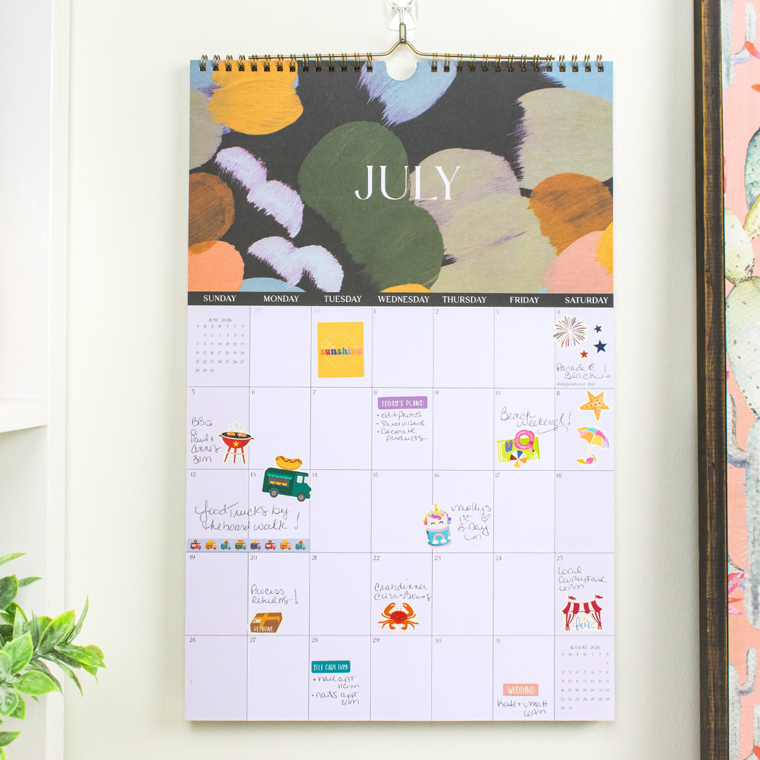 Hanging Calendars, Paint Strokes_bloom daily planners_11x17_12 month calendar year_January to december_painting brush strokes abstact moody minimalist modern artistic