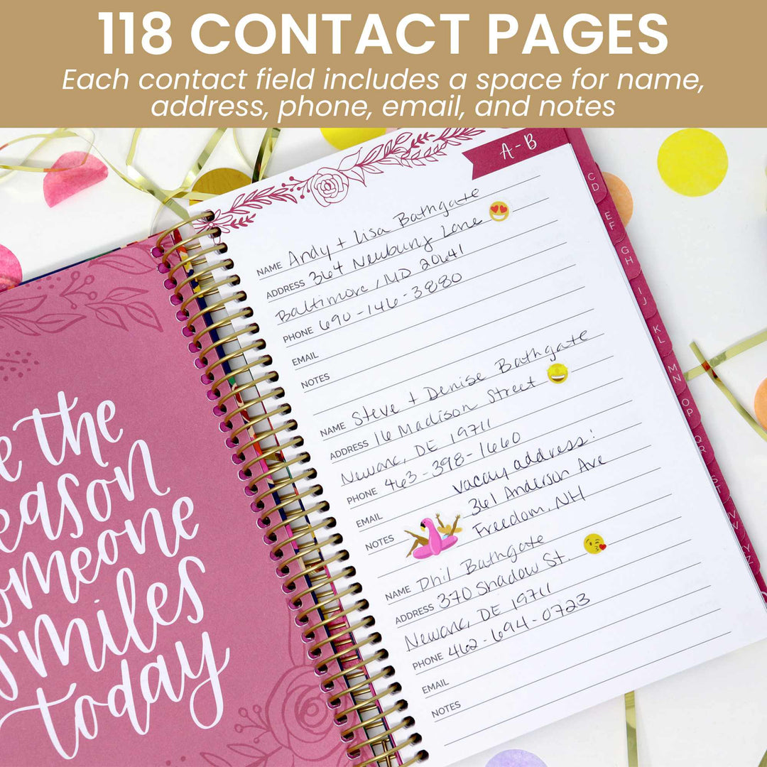 Contact Book, Vintage Floral Gold Stamp