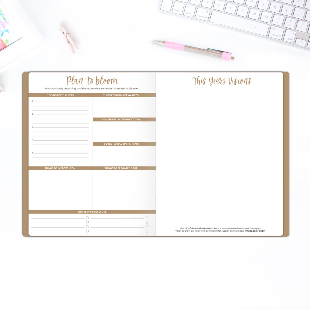 2026 Monthly Planner, 9" x 12", Gold Floral Stamp