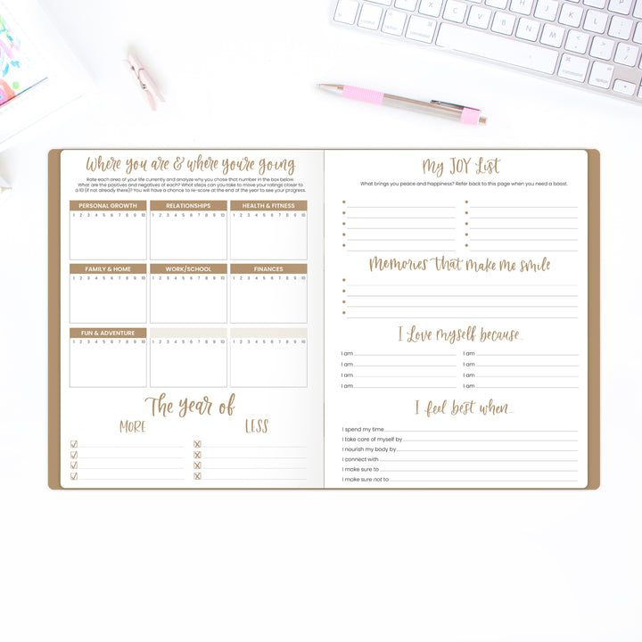 2026 Monthly Planner, 9" x 12", Gold Floral Stamp