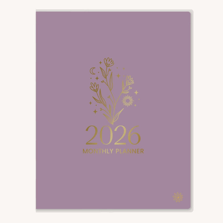 2026 Monthly Planner, 9" x 12", Gold Floral Stamp