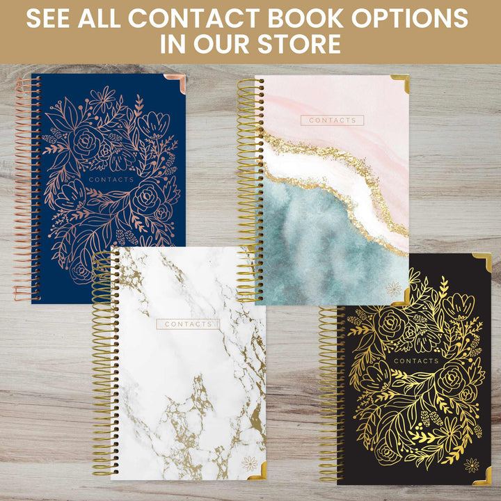 Contact Book, Vintage Floral Gold Stamp