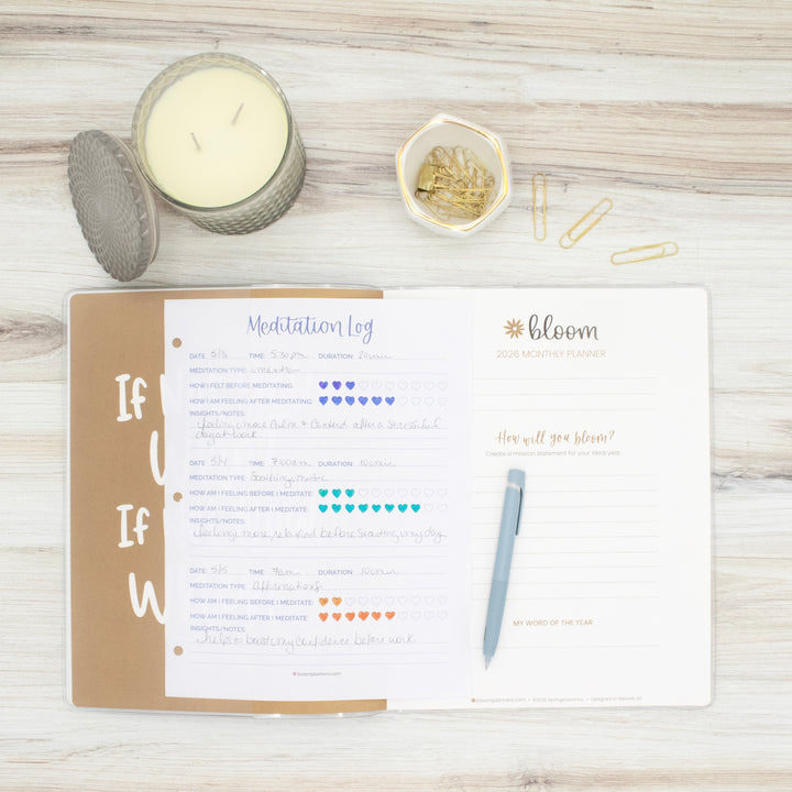 2026 Monthly Planner, 9" x 12", Gold Floral Stamp