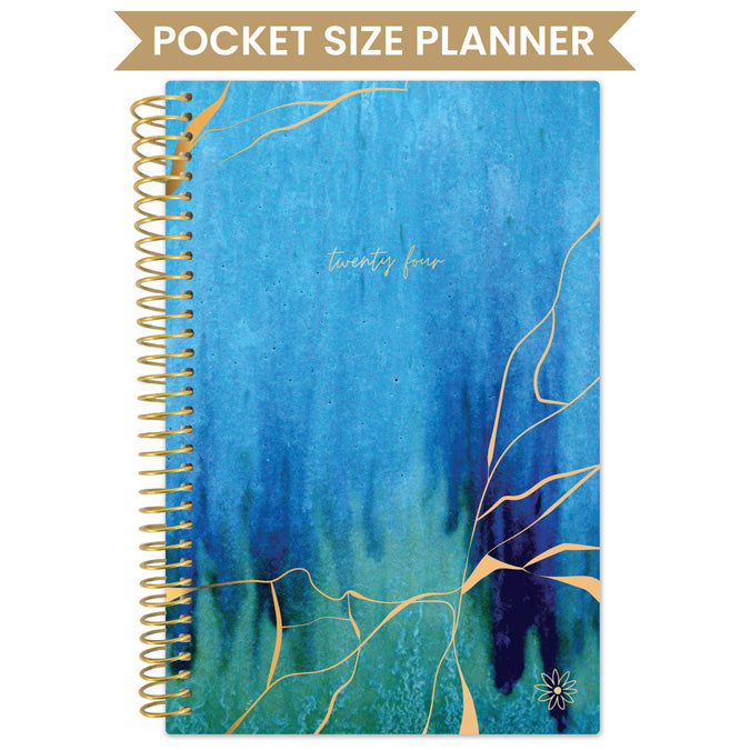 2024 Soft Cover Planner, 4" x 6", Blue Kintsugi