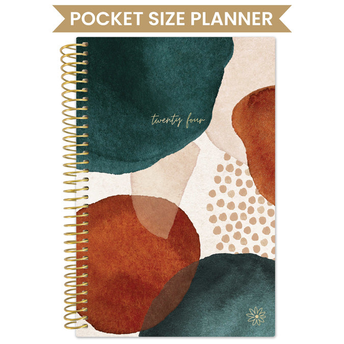 2024 Soft Cover Planner, 4" x 6", Earthy Abstract, Green