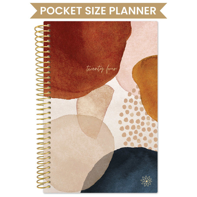 2024 Soft Cover Planner, 4" x 6", Earthy Abstract, Blue