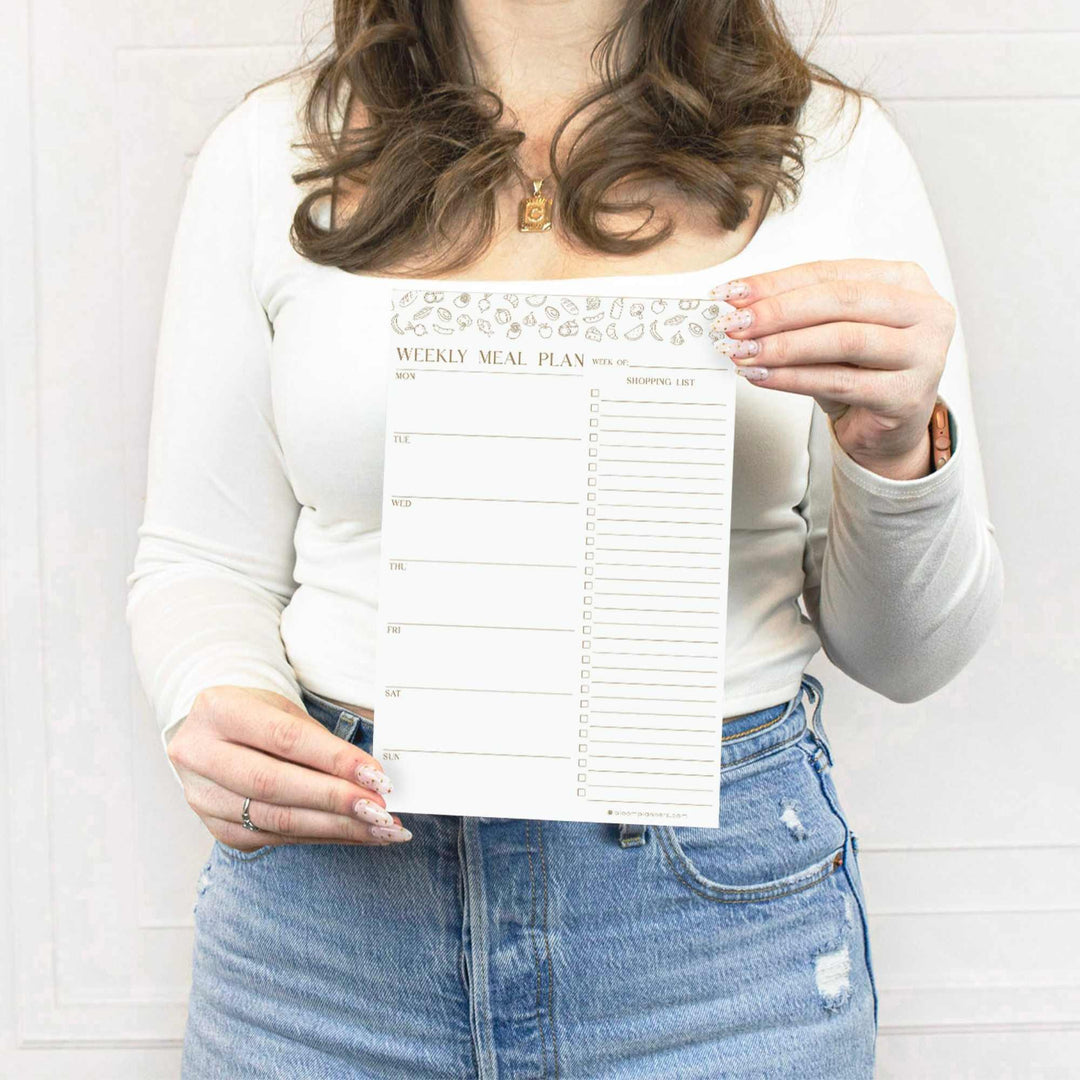 Planning Pad, 6" x 9", Meal Planning Pad with Magnets, Modern Gold