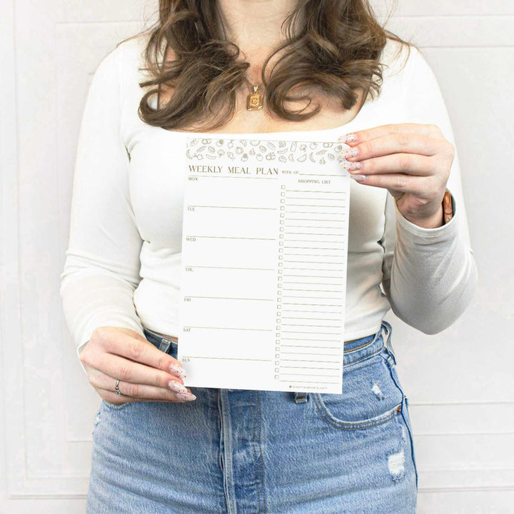 Planning Pad, 6" x 9", Meal Planning Pad with Magnets, Modern Gold