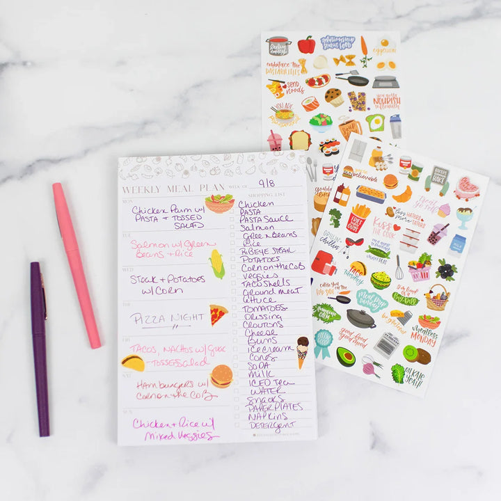 Planning Pad, 6" x 9", Meal Planning Pad with Magnets, Modern Gold