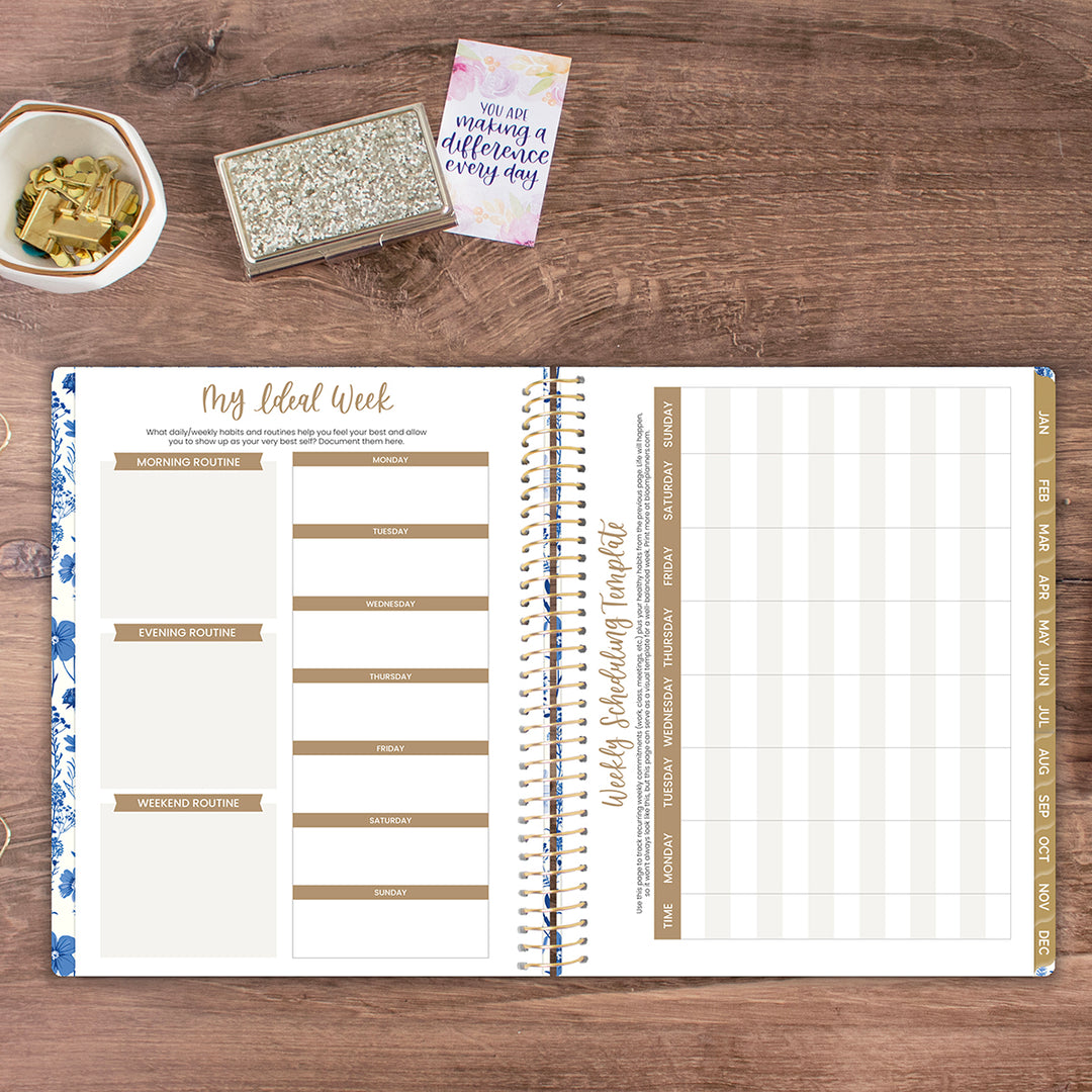 2026 Soft Cover Planner, 8.5" x 11", Blue & White Floral