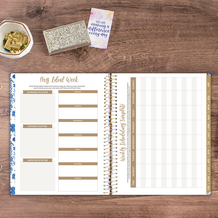 2026 Soft Cover Planner, 8.5" x 11", Blue & White Floral