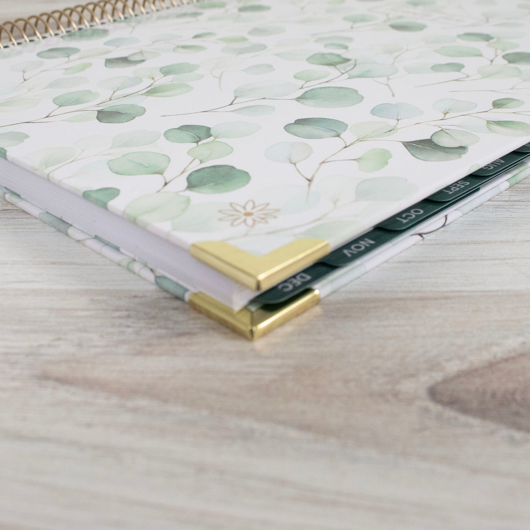 2025 Hard Cover Planner, 8.5" x 11", Boho Greenery