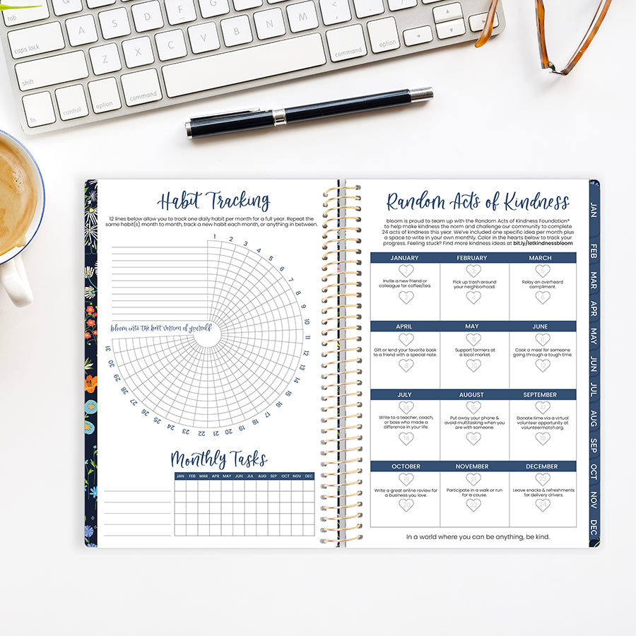 2026 Soft Cover Planner, 5.5" x 8.25", Garden Party, Navy