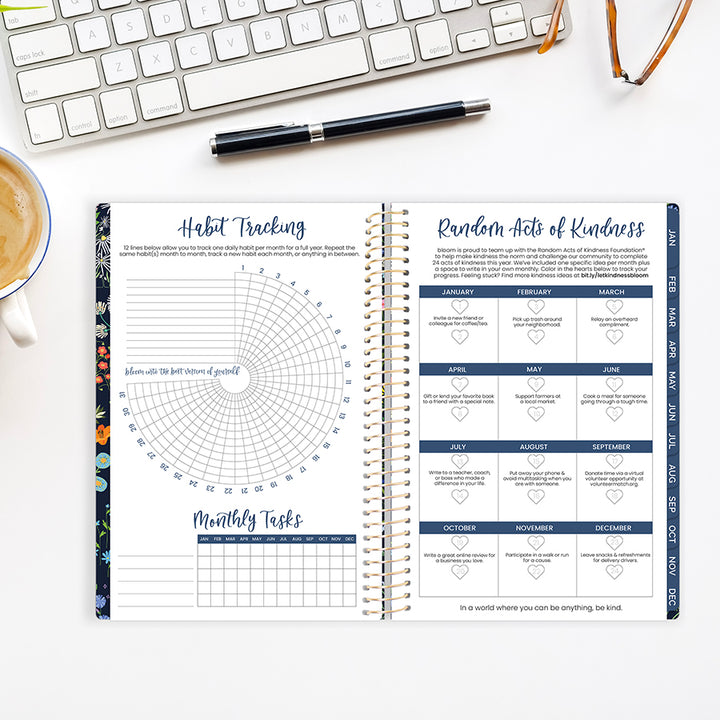 2026 Soft Cover Planner, 5.5" x 8.25", Garden Party, Navy
