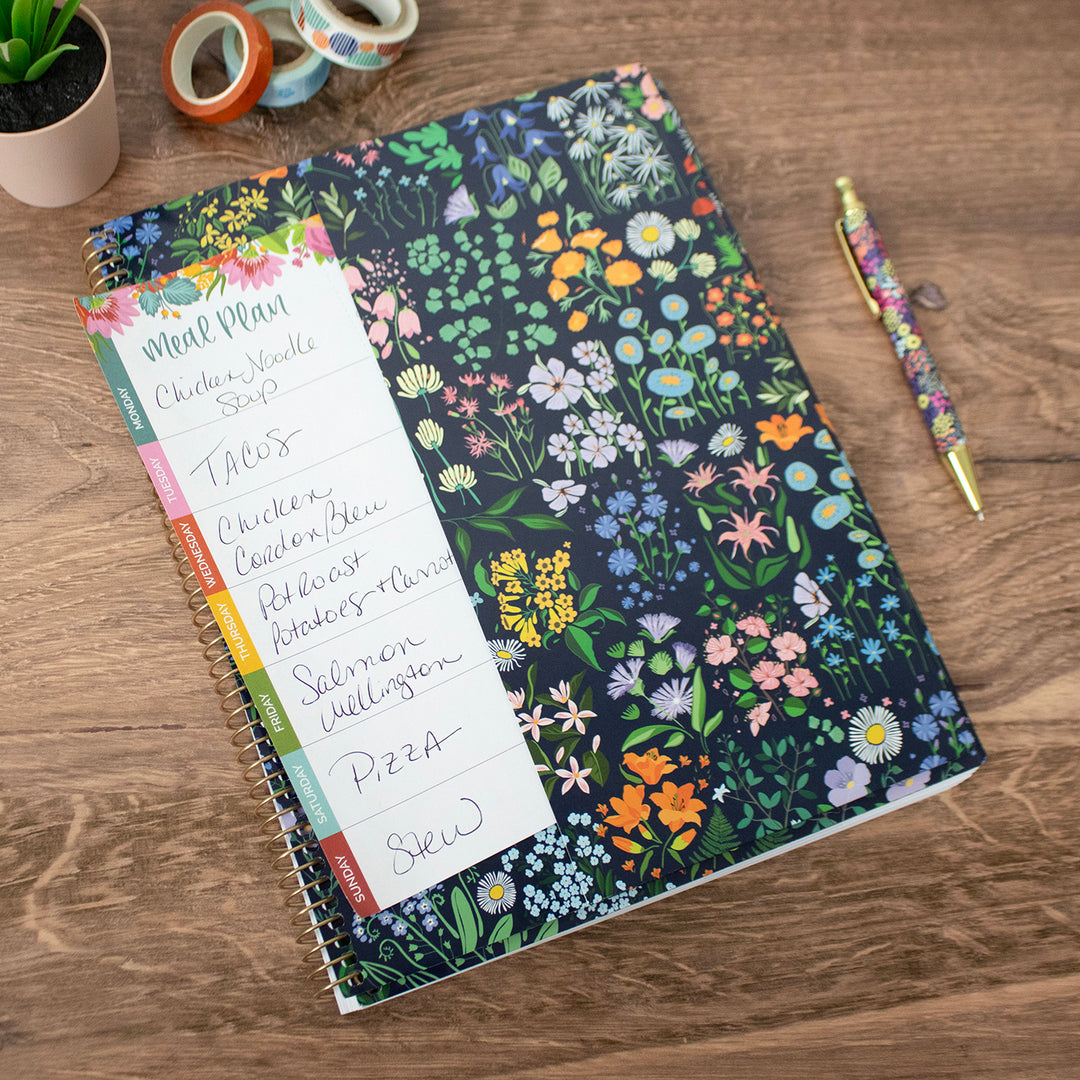 2025 Soft Cover Planner, 8.5" x 11", Garden Party, Navy