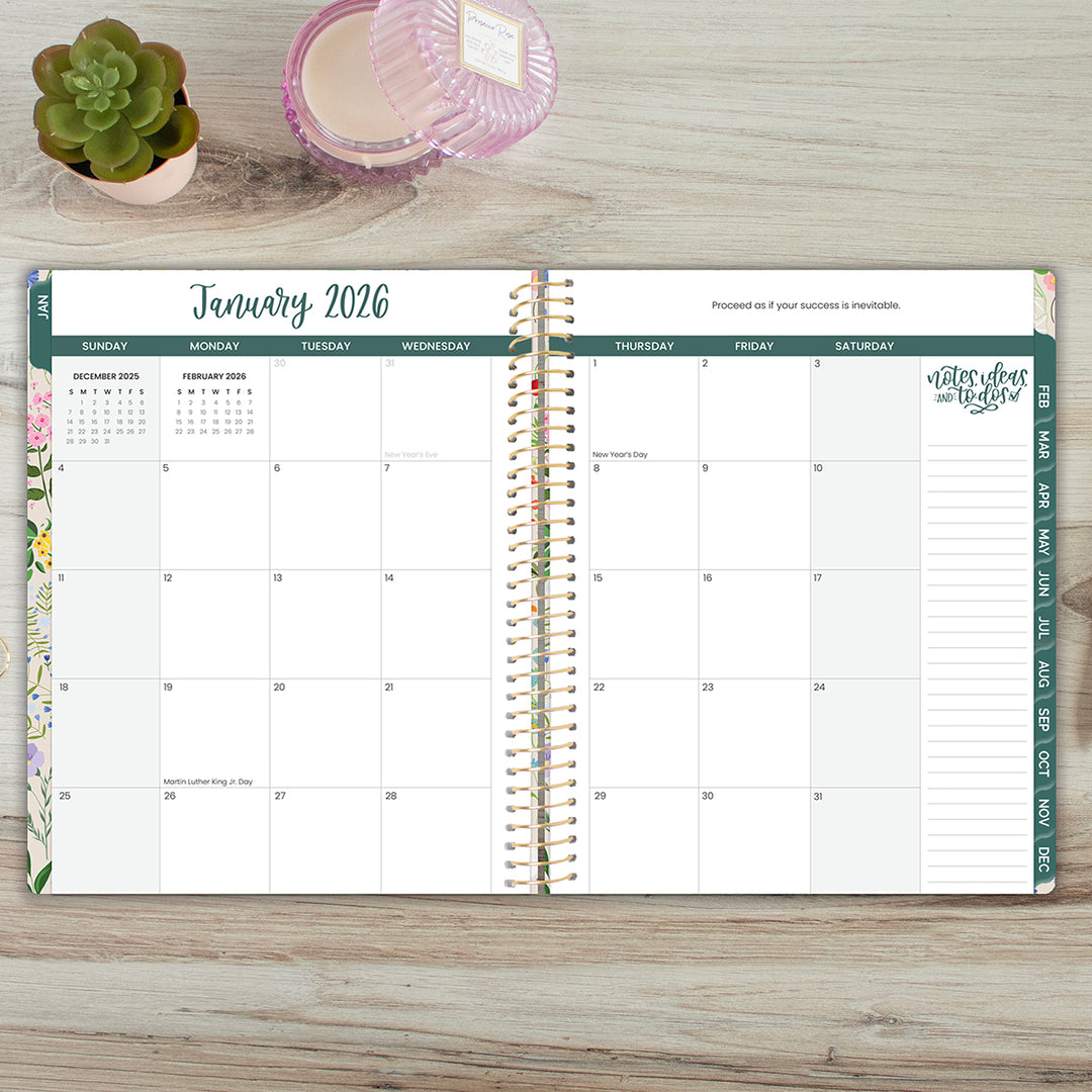 2026 Soft Cover Planner, 8.5" x 11", Garden Party, Beige