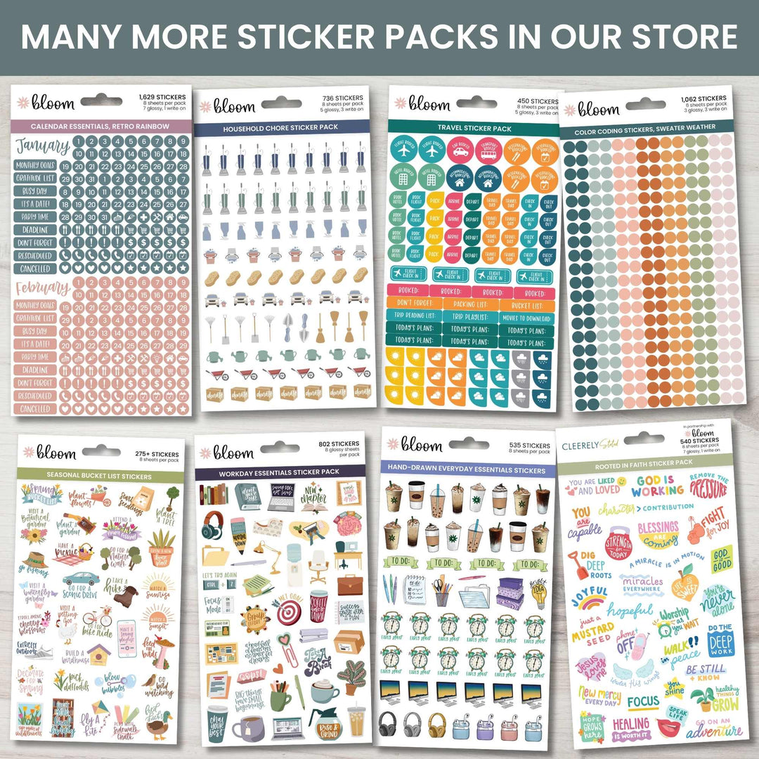 Planner Sticker Value Pack, Monthly Celebrations, Cool Tones